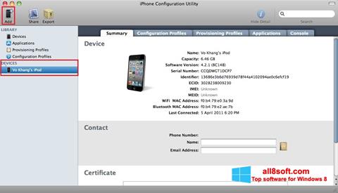Screenshot iPhone Configuration Utility for Windows 8