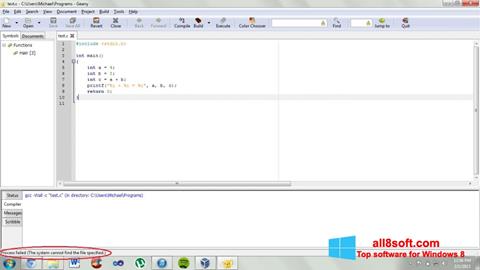 Screenshot Geany for Windows 8