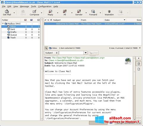 Screenshot Claws Mail for Windows 8