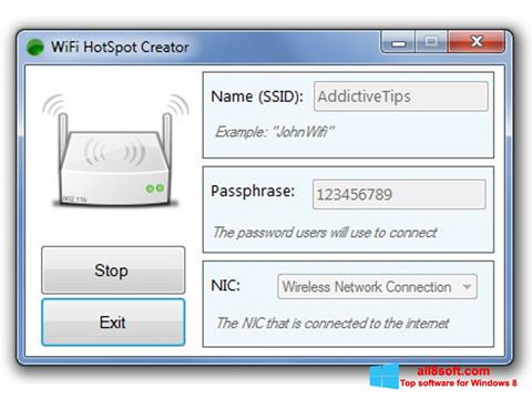 Screenshot Wi-Fi HotSpot Creator for Windows 8