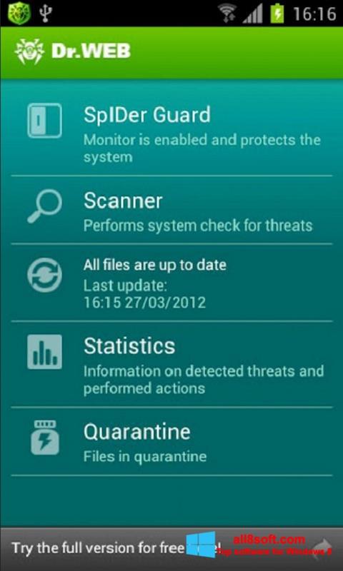 Screenshot Dr.Web Light for Windows 8