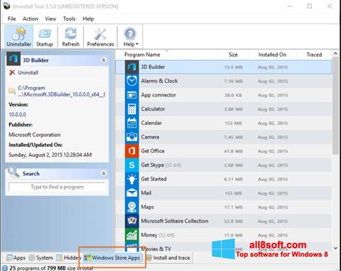 Screenshot Uninstall Tool for Windows 8