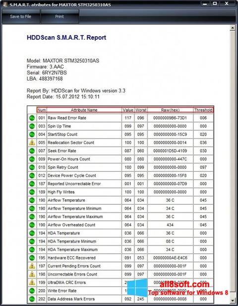 Screenshot HDDScan for Windows 8