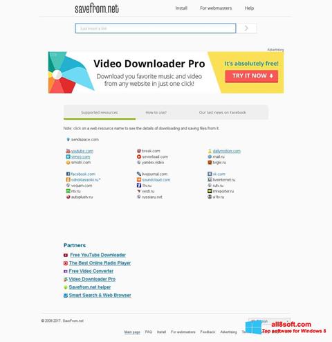 Screenshot SaveFrom.net for Windows 8