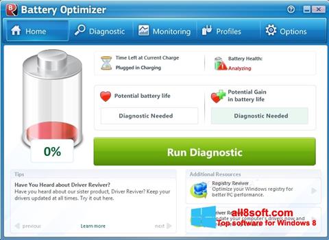 Screenshot Battery Optimizer for Windows 8