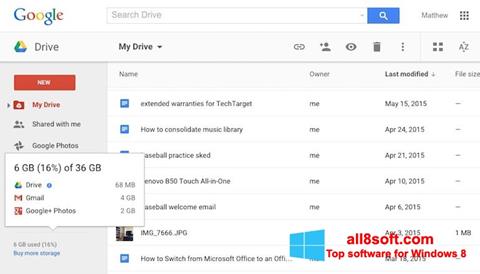 Screenshot Google Drive for Windows 8