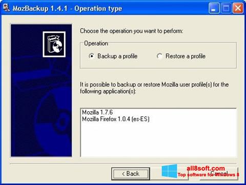 Screenshot MozBackup for Windows 8