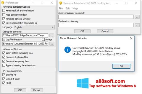 Screenshot Universal Extractor for Windows 8