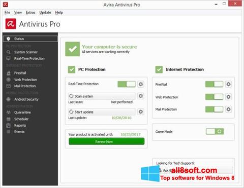 Screenshot Avira Antivirus for Windows 8