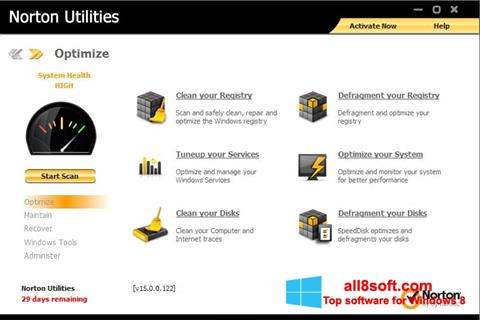 Screenshot Norton Utilities for Windows 8