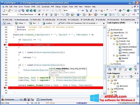 Screenshot phpDesigner for Windows 8