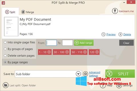Screenshot PDF Split and Merge for Windows 8
