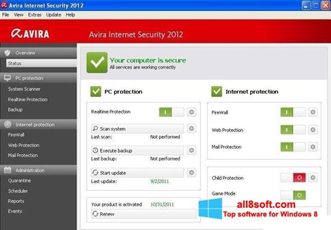 Screenshot Avira Internet Security for Windows 8