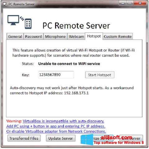Screenshot PC Remote Server for Windows 8