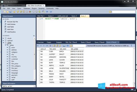 Screenshot MySQL Workbench for Windows 8