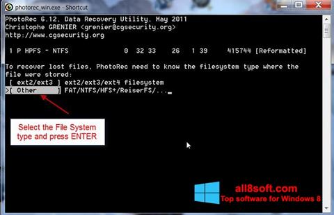 Screenshot PhotoRec for Windows 8