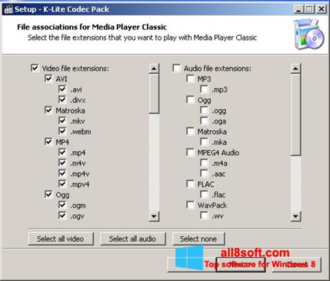 Screenshot K-Lite Codec Pack for Windows 8
