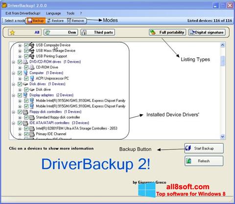 Screenshot Driver Backup for Windows 8
