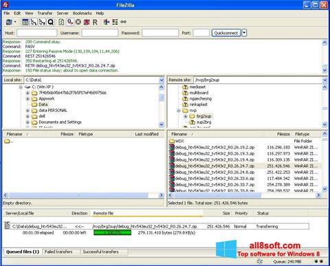 Screenshot FileZilla Server for Windows 8