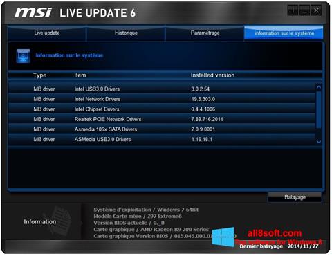 Screenshot MSI Live Update for Windows 8