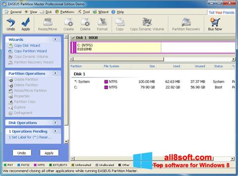 Screenshot EASEUS Partition Master for Windows 8